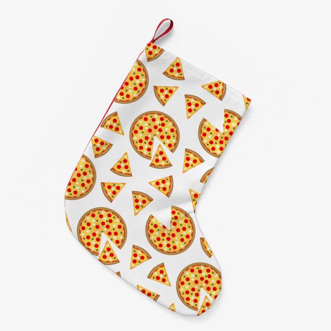 Coole Pizzas und Schnitte auf Weiß Kleiner Weihnachtsstrumpf (Vorderansicht (hängend))