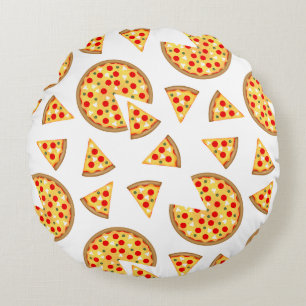Coole Pizzas und Schnitte auf Weiß Rundes Kissen