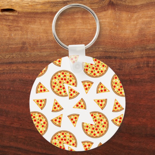 Coole Pizzas und Schnitte auf Weiß Schlüsselanhänger (Vorderseite)