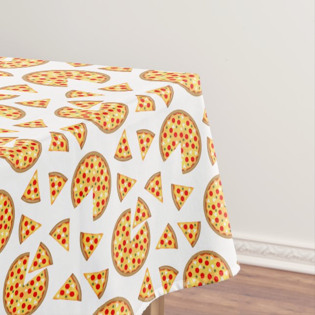 Coole Pizzas und Schnitte auf Weiß Tischdecke (Beispiel)