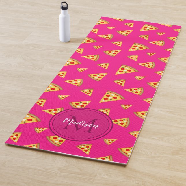 Coole Pizzaslicen Muster Monogram Hot Pink 2 Yogamatte (Beispiel)