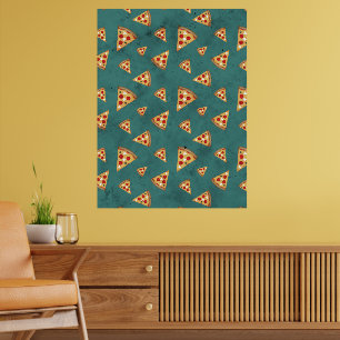Coole Pizzaslicen Vintage aquamarine Muster Poster