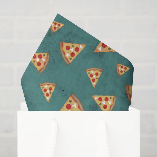 Coole Pizzaslicen Vintage aquamarine Muster Seidenpapier (Geschenktüte)