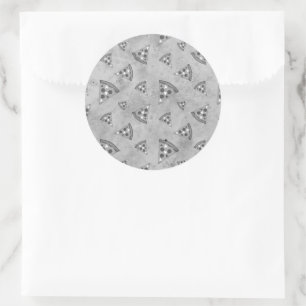Coole Pizzaslicen Vintage Schwarz-weiße Graumuster Runder Aufkleber
