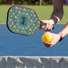Coole Pizzaslicen Vintages aquamarines Muster Mono Pickleball Schläger
