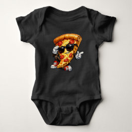 Coole Pizzastück-Maskottchen mit Sonnenbrille Kuns Baby Strampler