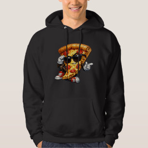 Coole Pizzastück-Maskottchen mit Sonnenbrille Kuns Hoodie