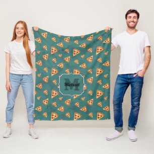 Coole Pizzastücke vintage teal Muster Monogramm Fleecedecke