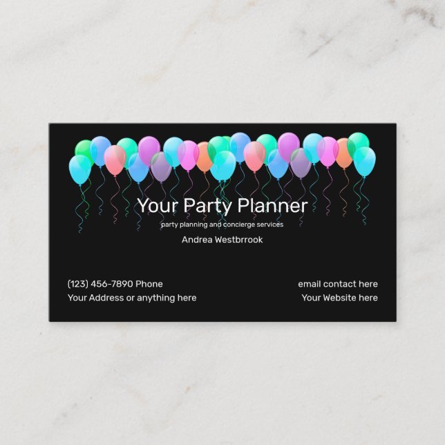Coole Planungsdienste für Party Visitenkarte (Vorderseite)