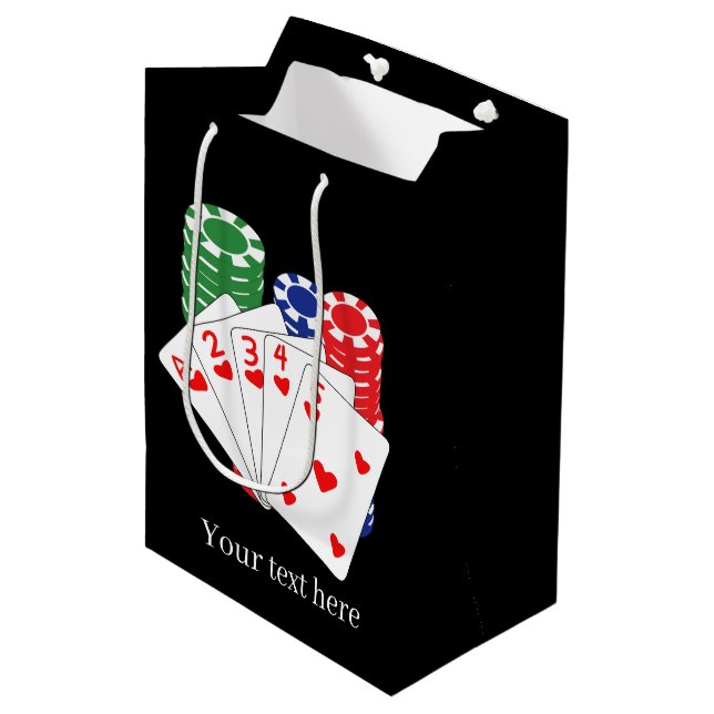 coole Poker-Karte Party Casino Mittlere Geschenktüte (Vorderseite Schrägansicht)