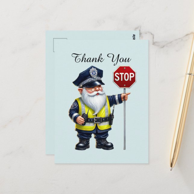 Coole Polizei dankeschön  Postkarte (Vorderseite/Rückseite Beispiel)