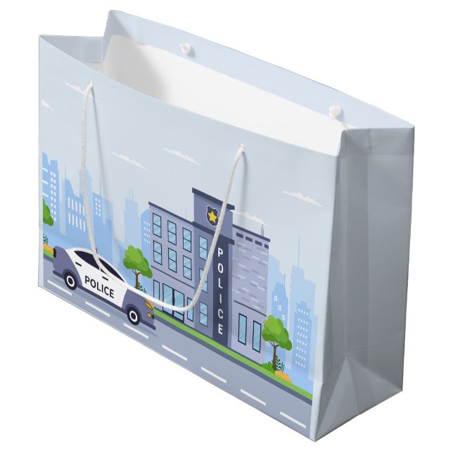 coole Polizeiwache Partys Großes Geschenktasche Große Geschenktüte (Vorderseite Schrägansicht)
