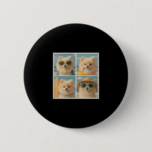 Coole Pomeranians mit Sonnenbrille Hunde Sommerfer Button