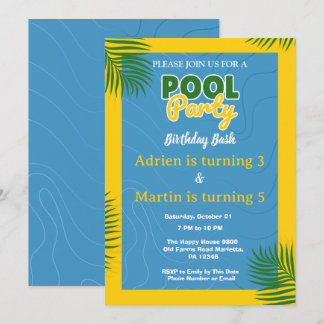 Coole Poolparty-Schwimmbad Geburtstagsfeier  Einladung