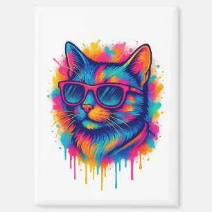 Coole Pop-Art-Katze mit Sonnenbrille Magnet