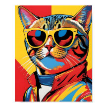 Coole Pop-Art-Katze mit Sonnenbrille