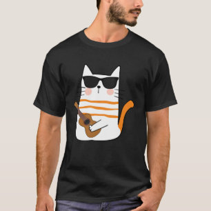 Coole Pop Katze Rock Gitarre Kitty Kätzchen T-Shirt