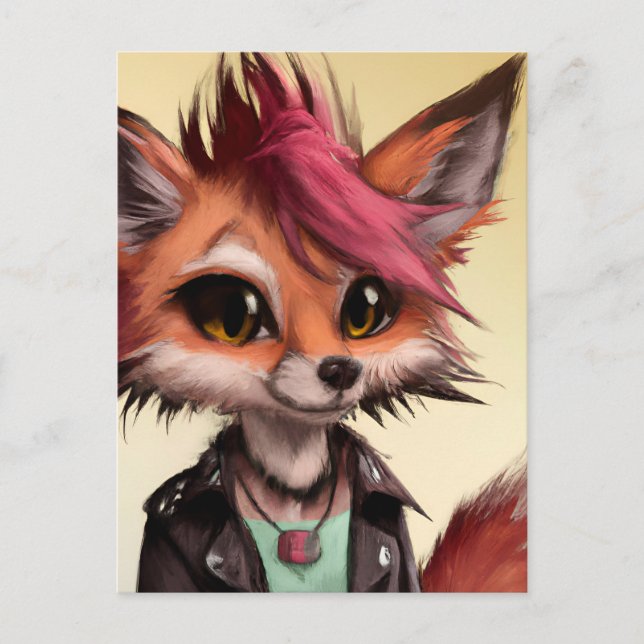Coole Postkarte von Punkrock Fox Teenager (Vorderseite)