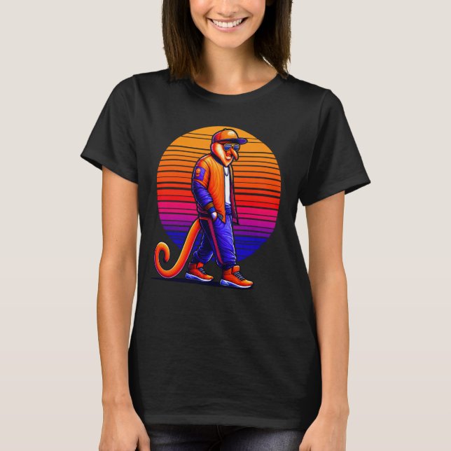 Coole Proboscis Affe Moderne Sunset Re T-Shirt (Vorderseite)