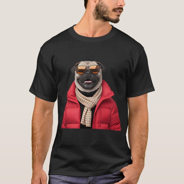 Coole Pug-Kunst T-Shirt (Vorderseite)