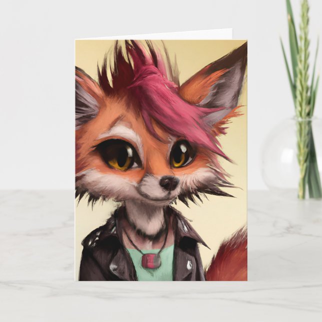 Coole Punkrock Fox Teenager-Jeden Anlaß Gruß Karte (Vorderseite)