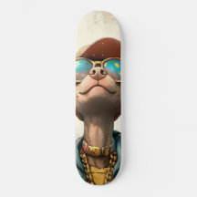 Coole Pup Vibes - Retro Style Dog Art Skateboard