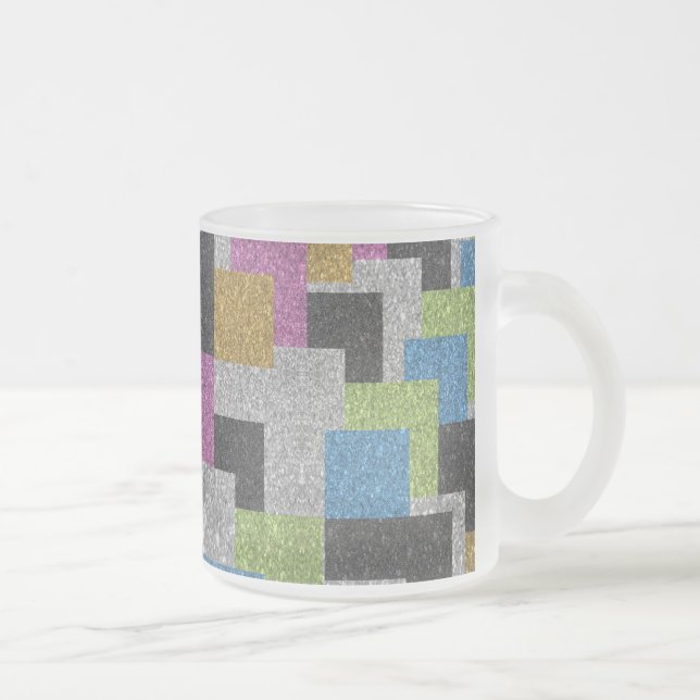 Coole Quadrate formen abstrakte Kunst Glitzer Glan Mattglastasse (Rechts)