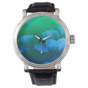 Coole Quallen Grün Blau Gradient Armbanduhr