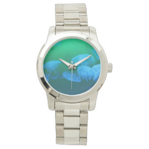 Coole Quallen Grün Blau Gradient Armbanduhr