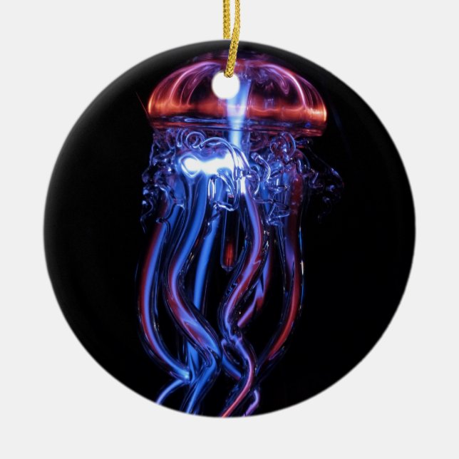 Coole Quallen leuchtendes helles Phenomeno Keramik Ornament (Vorne)