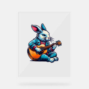 Coole Rabbit Plays Gitarre Ostermusiker Gitarrist Acrylschild