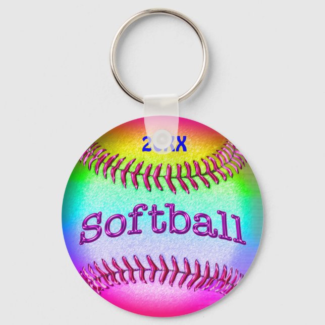 Coole Rainbow-TEAM-Softball-Schlüsselanhänger mit  Schlüsselanhänger (Vorderseite)