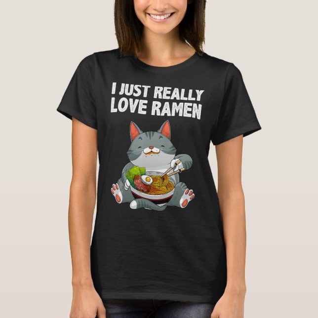 Coole Ramen für Männer Japanisch Katze Ramen Soup T-Shirt (Vorderseite)