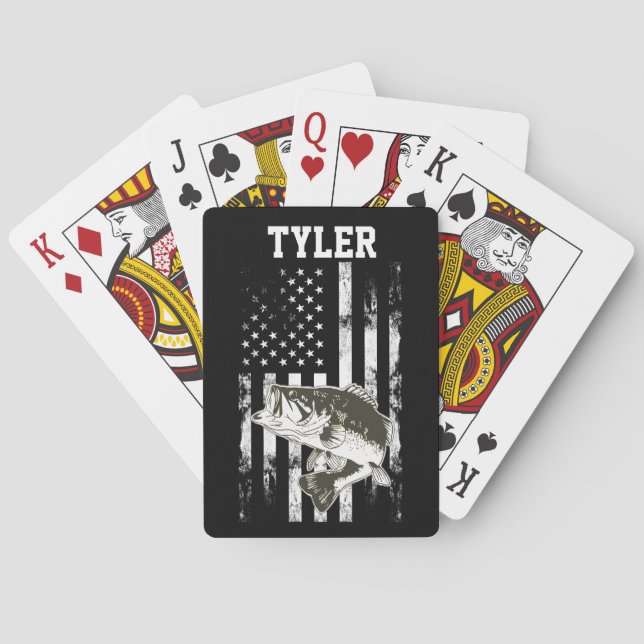 Coole Raubfischerei mit amerikanischer Flagge Spielkarten (Rückseite)