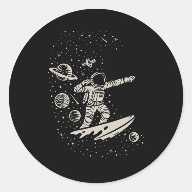 Coole Raumflugzeuge des Surfsportes Kosmonaut Runder Aufkleber (Vorderseite)