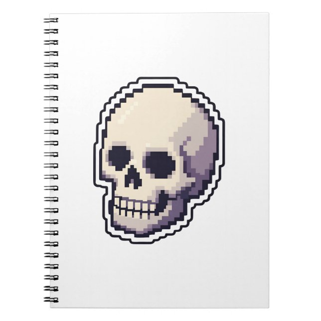 Coole ReCool Retro-Pixel-Art-Totenkopf-iPad-Smart- Notizblock (Vorderseite)