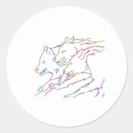 Coole Regenbogenglühende Lumineszenz-Running-Wölfe Runder Aufkleber