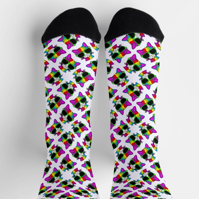 Coole Regenbogenkatzen Socken (Oben)