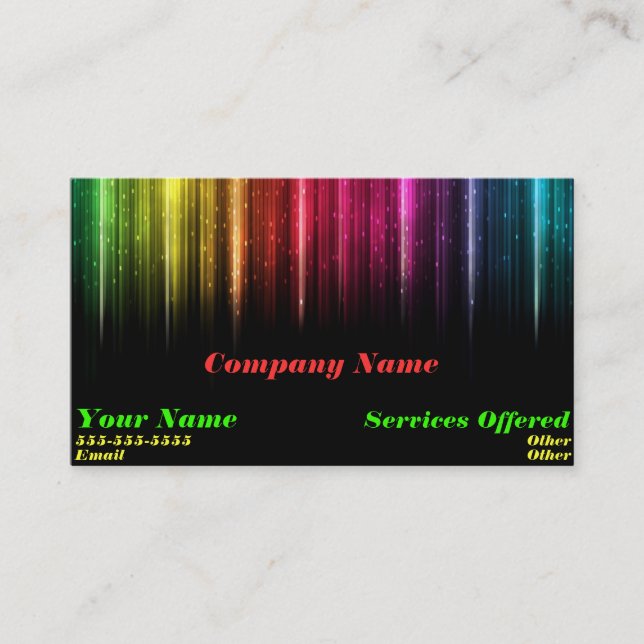 Coole Regenbogenlicht-Geschäftskarte Visitenkarte (Vorderseite)