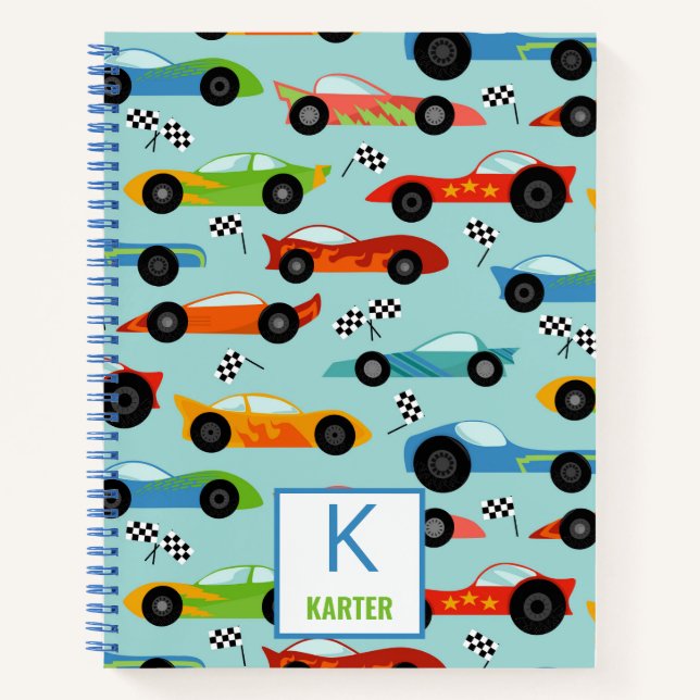 Coole Rennwagen Personalisiert Kinder Notizbuch (Vorderseite)
