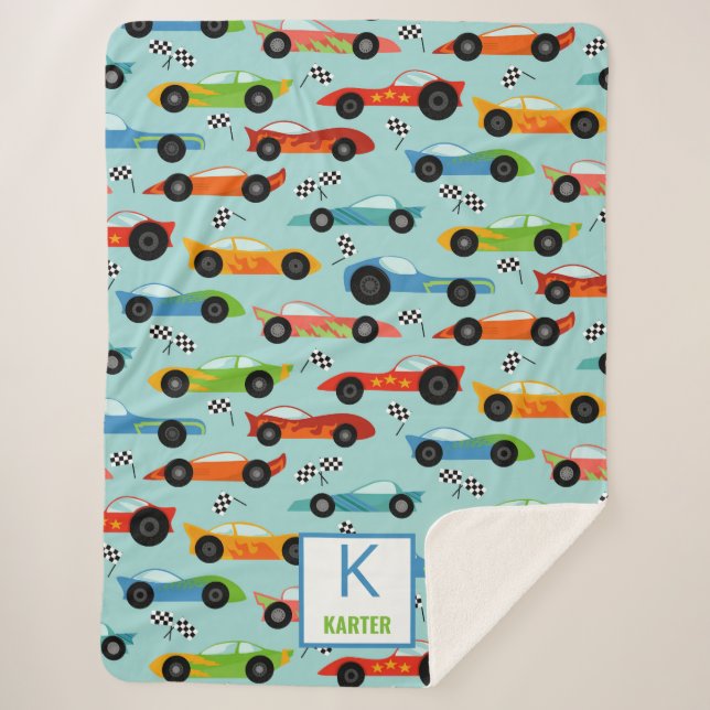 Coole Rennwagen Personalisiert Kinder Sherpadecke (Vorderseite)