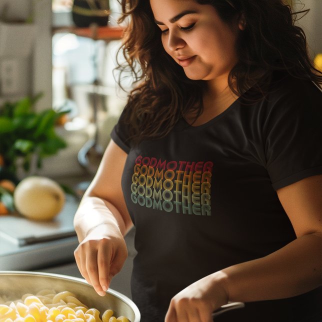 Coole Retro-70er Jahre gestapelte Godmuttypografie T-Shirt (Von Creator hochgeladen)