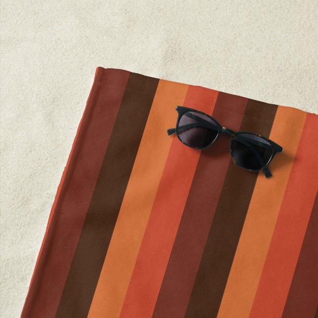Coole Retro 70er Streifen-Brown-Orangen-Mandarine Strandtuch (Beispiel)