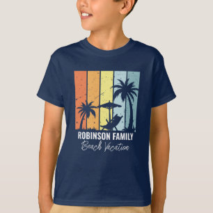 Coole Retro Beach Vacation Navy Blue Kids T-Shirt