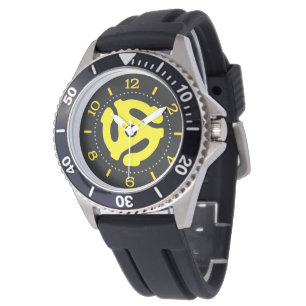 COOLE Retro Distanzscheibe DJ des Gelbs 45 wählen Armbanduhr