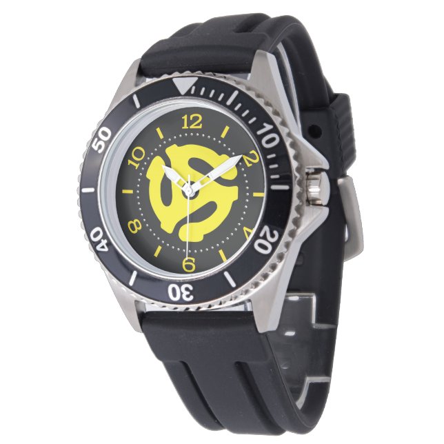 COOLE Retro-Gelb-45-Distanzwahl Armbanduhr (Schrägansicht)