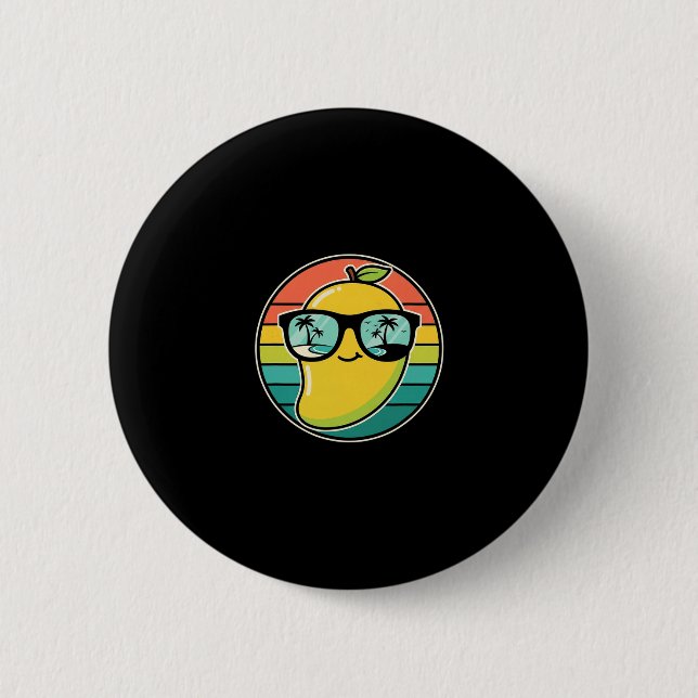 Coole Retro-Mango-Frucht-Kostüm-Sungles-Tropischer Button (Vorderseite)