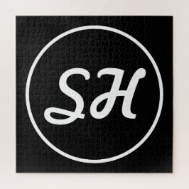 Coole Retro-Moderne Monogramm | Schwarz/Weiß