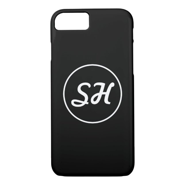 Coole Retro-Moderne Monogramm | Schwarz/Weiß Case-Mate iPhone Hülle (Rückseite)