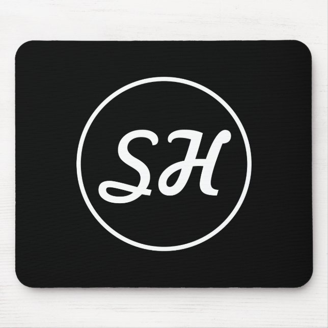 Coole Retro-Moderne Monogramm | Schwarz/Weiß Mousepad (Vorne)